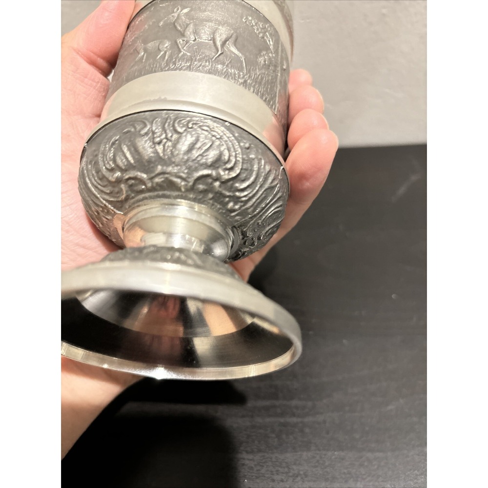 Vintage Mullingar Ireland Pewter Goblet with Deers - Picture 11 of 16